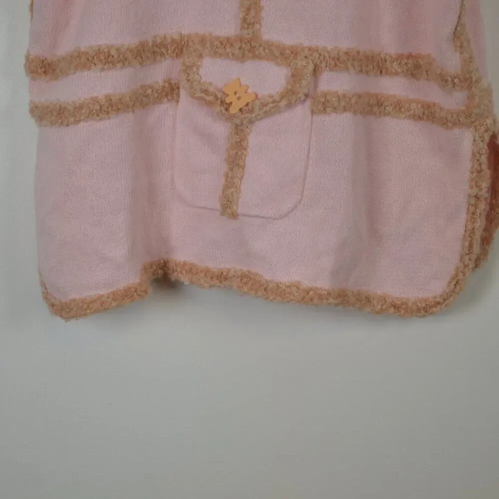 Storybook Knits Womens XL Sleeveless Barbiecore Button Down 3 Pocket Pink Vest